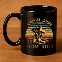 Alabama Jamma Dixieland Delight Graphic Cowboy Hat And Boots 11oz C Handle Ceramic Mug