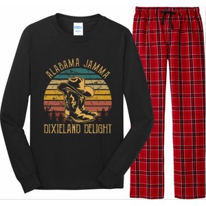 Alabama Jamma Dixieland Delight Graphic Cowboy Hat And Boots Long Sleeve Pajama Set