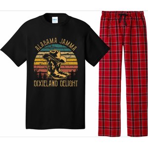 Alabama Jamma Dixieland Delight Graphic Cowboy Hat And Boots Pajama Set