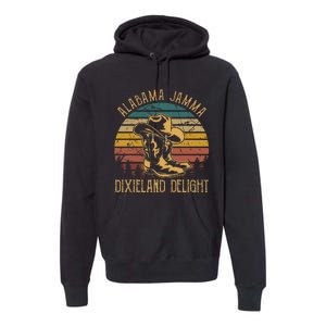 Alabama Jamma Dixieland Delight Graphic Cowboy Hat And Boots Premium Hoodie