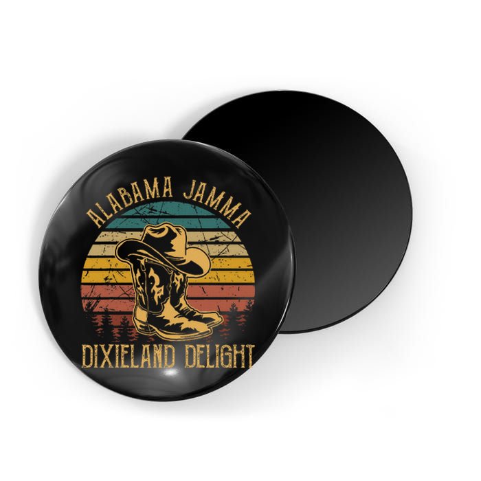 Alabama Jamma Dixieland Delight Graphic Cowboy Hat And Boots Magnet