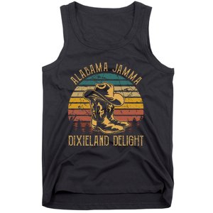 Alabama Jamma Dixieland Delight Graphic Cowboy Hat And Boots Tank Top