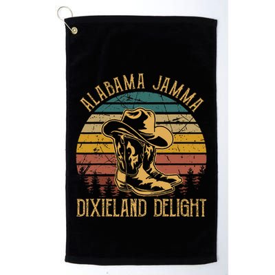Alabama Jamma Dixieland Delight Graphic Cowboy Hat And Boots Golf Towel