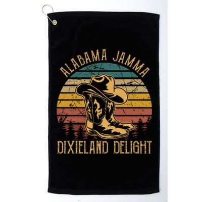 Alabama Jamma Dixieland Delight Graphic Cowboy Hat And Boots Platinum Collection Golf Towel