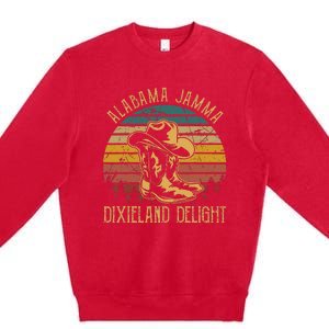 Alabama Jamma Dixieland Delight Graphic Cowboy Hat And Boots Premium Crewneck Sweatshirt