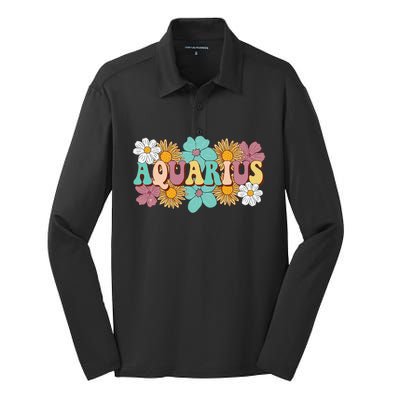 Astrology January February Birthday Zodiac sign Aquarius Silk Touch Performance Long Sleeve Polo