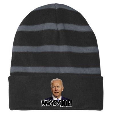 Angry Joe! Funny Biden Striped Beanie with Solid Band