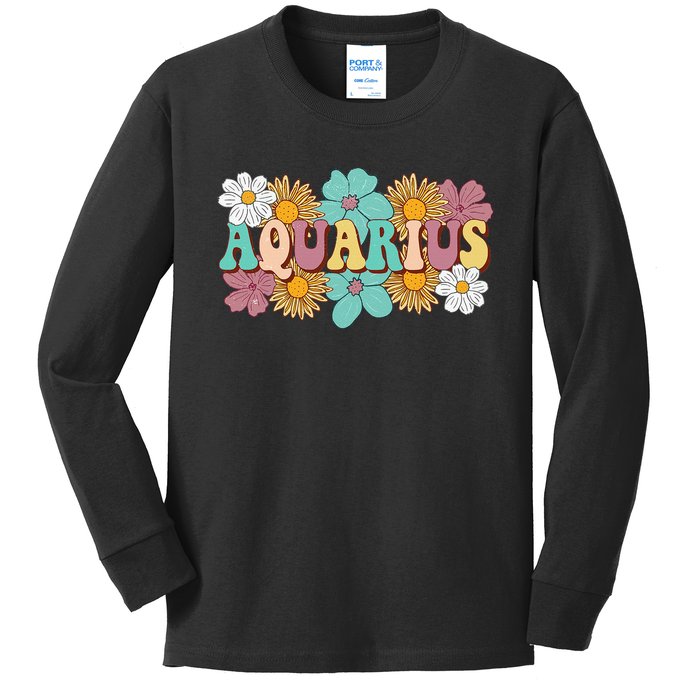 Astrology January February Birthday Zodiac sign Aquarius Kids Long Sleeve Shirt