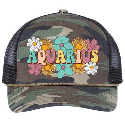 Astrology January February Birthday Zodiac sign Aquarius Retro Rope Trucker Hat Cap