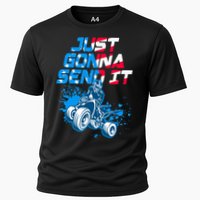 ATV Just Gonna Send It Funny Quad Bike USA Flag Cooling Performance Crew T-Shirt