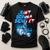 ATV Just Gonna Send It Funny Quad Bike USA Flag Cooling Performance Crew T-Shirt