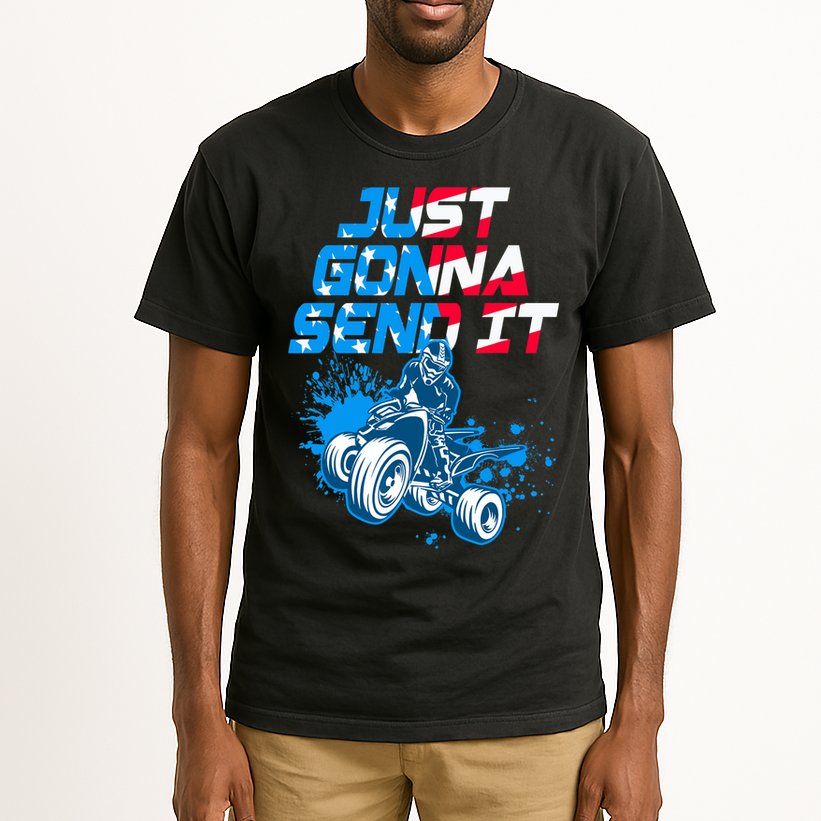 ATV Just Gonna Send It Funny Quad Bike USA Flag Tall T-Shirt