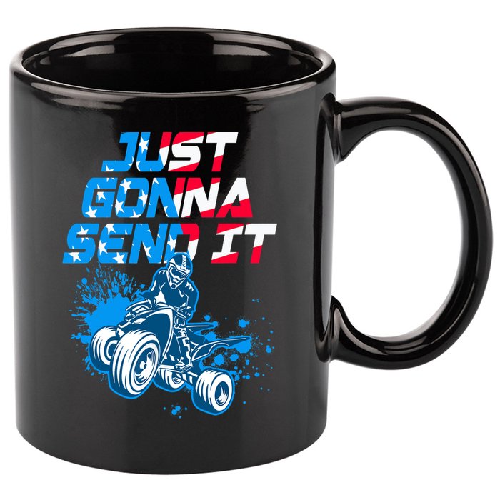 ATV Just Gonna Send It Funny Quad Bike USA Flag 11oz C Handle Ceramic Mug