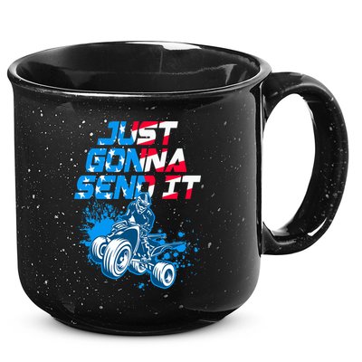 ATV Just Gonna Send It Funny Quad Bike USA Flag 15oz Campfire Ceramic Mug