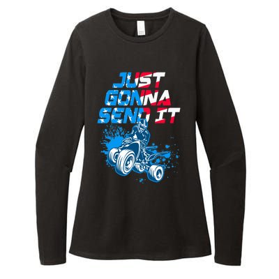 ATV Just Gonna Send It Funny Quad Bike USA Flag Womens CVC Long Sleeve Shirt