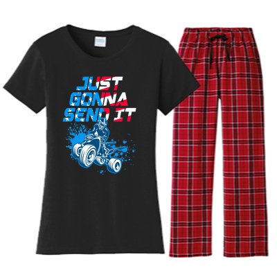 ATV Just Gonna Send It Funny Quad Bike USA Flag Women's Flannel Pajama Set