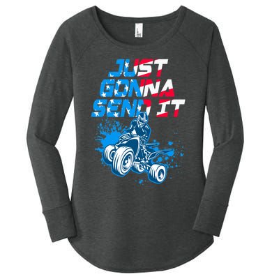 ATV Just Gonna Send It Funny Quad Bike USA Flag Women's Perfect Tri Tunic Long Sleeve Shirt