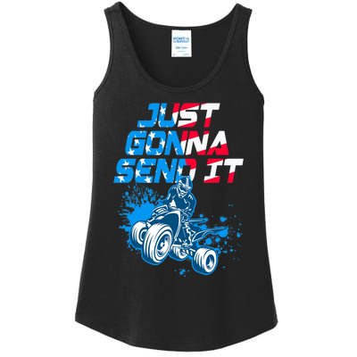 ATV Just Gonna Send It Funny Quad Bike USA Flag Ladies Essential Tank