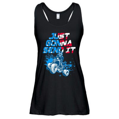 ATV Just Gonna Send It Funny Quad Bike USA Flag Ladies Essential Flowy Tank