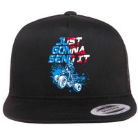 ATV Just Gonna Send It Funny Quad Bike USA Flag Flat Bill Trucker Hat
