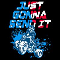 ATV Just Gonna Send It Funny Quad Bike USA Flag Flat Bill Trucker Hat