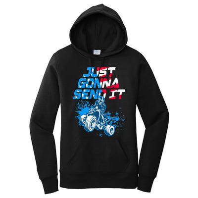 ATV Just Gonna Send It Funny Quad Bike USA Flag Women's Pullover Hoodie