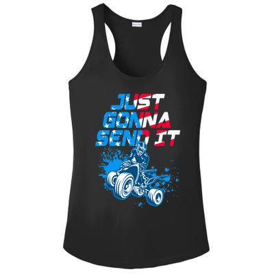 ATV Just Gonna Send It Funny Quad Bike USA Flag Ladies PosiCharge Competitor Racerback Tank