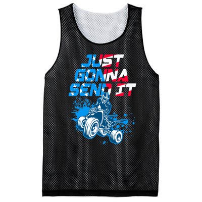 ATV Just Gonna Send It Funny Quad Bike USA Flag Mesh Reversible Basketball Jersey Tank