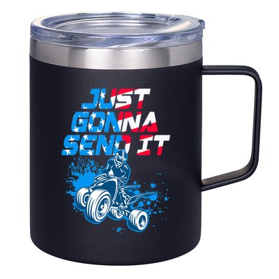 ATV Just Gonna Send It Funny Quad Bike USA Flag 12oz Stainless Steel Coffee Mug