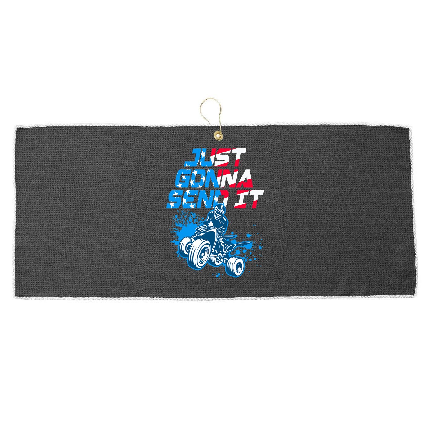 ATV Just Gonna Send It Funny Quad Bike USA Flag Large Microfiber Waffle Golf Towel