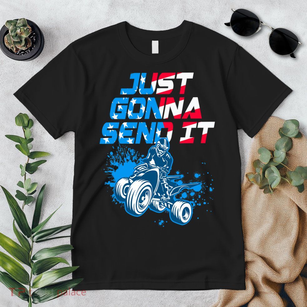 ATV Just Gonna Send It Funny Quad Bike USA Flag Premium T-Shirt