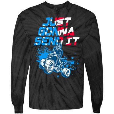ATV Just Gonna Send It Funny Quad Bike USA Flag Tie-Dye Long Sleeve Shirt