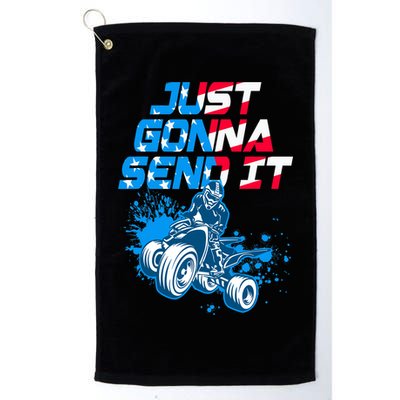 ATV Just Gonna Send It Funny Quad Bike USA Flag Golf Towel