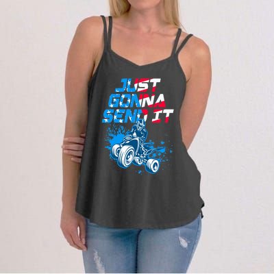 ATV Just Gonna Send It Funny Quad Bike USA Flag Women's Strappy Tank