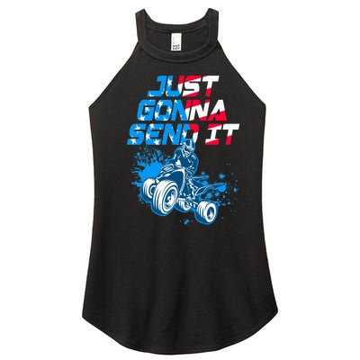 ATV Just Gonna Send It Funny Quad Bike USA Flag Women's Perfect Tri Rocker Tank