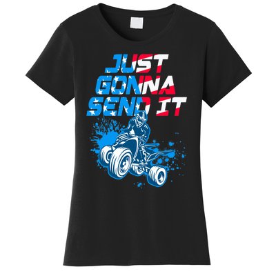 ATV Just Gonna Send It Funny Quad Bike USA Flag Women's T-Shirt