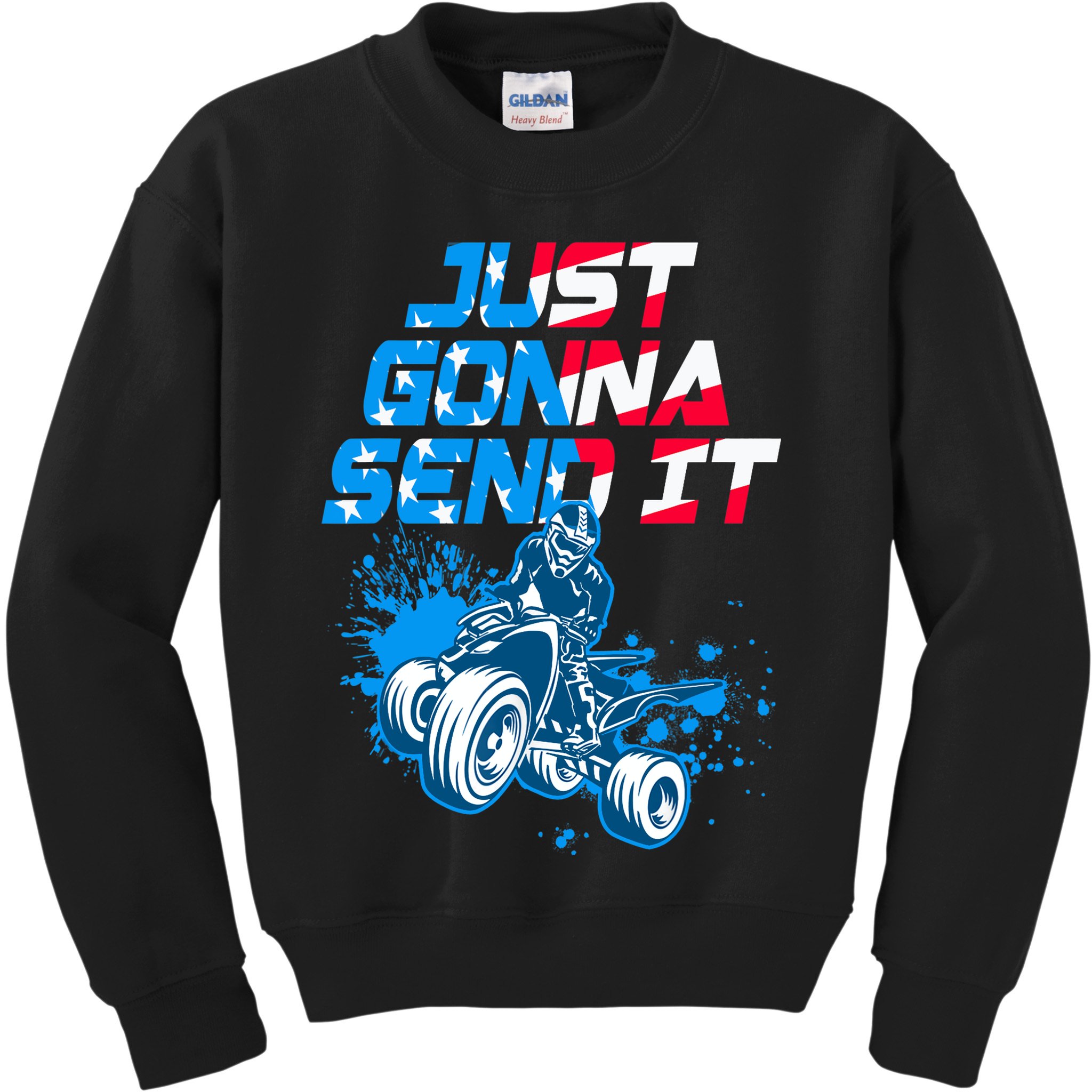 ATV Just Gonna Send It Funny Quad Bike USA Flag Kids Sweatshirt