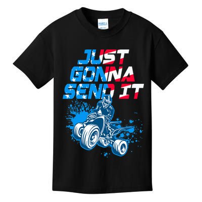 ATV Just Gonna Send It Funny Quad Bike USA Flag Kids T-Shirt