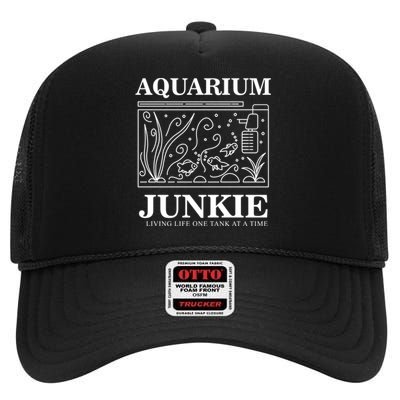 Aquarium Junkie Gift Aquarist Tank Fish Keeping Lover Meaningful Gift High Crown Mesh Back Trucker Hat