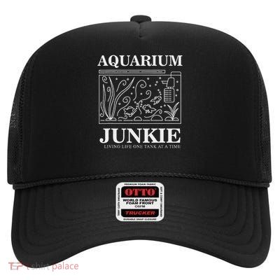 Aquarium Junkie Gift Aquarist Tank Fish High Crown Mesh Back Trucker Hat