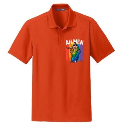 Ah Jesus Gift Funny Lgbtq Funny Gift Funny Gift Rainbow Gift Dry Zone Grid Polo