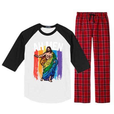 Ah Jesus Gift Funny Lgbtq Funny Gift Funny Gift Rainbow Gift Raglan Sleeve Pajama Set