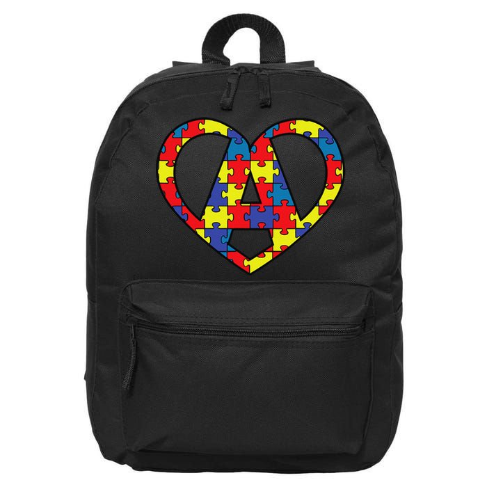 AUTISM JIGSAW HEART ASD Asperger's Autistic 16 in Basic Backpack