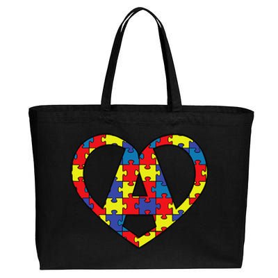 AUTISM JIGSAW HEART ASD Asperger's Autistic Cotton Canvas Jumbo Tote