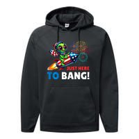 Alien Just Here To Bang Alien Riding A Rocket Fireworks Ufo Performance Fleece Hoodie