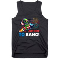 Alien Just Here To Bang Alien Riding A Rocket Fireworks Ufo Tank Top