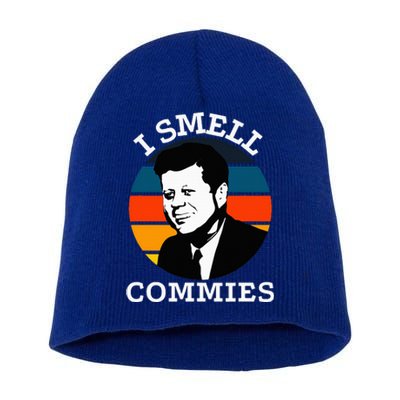 American Jfk I Smell Commies Political Humor Gift Short Acrylic Beanie