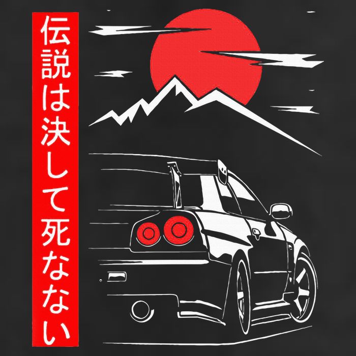 Automotive Jdm Legend Tuning Car 34 Japan 7 Panel Mesh Trucker Snapback Hat
