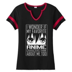 Anime Japanese Manga Kawaii I wonder if Anime Characters Me  Ladies Halftime Notch Neck Tee