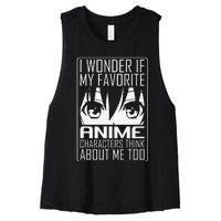 Anime Japanese Manga Kawaii I wonder if Anime Characters Me  Women's Racerback Cropped Tank